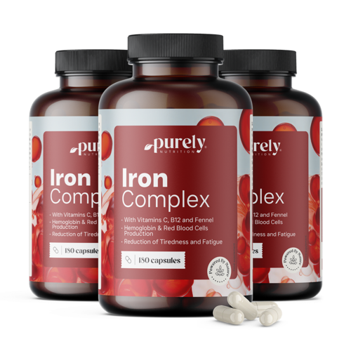 3x Iron Complex – żelazo z witaminami C i B12, razem 540 kapsułek